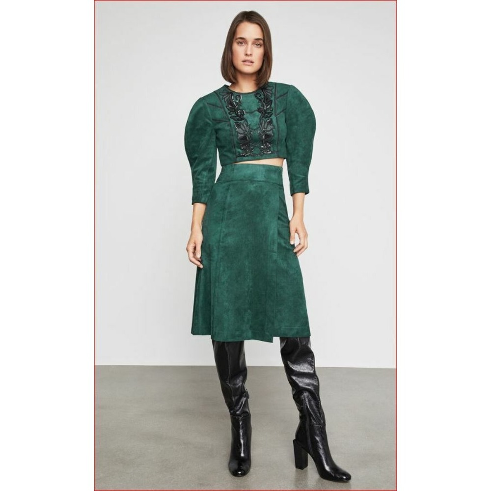 BCBGMAXAZRIA Women Spruce Green Cropped Embroidered Jacket QVV15A76-302 M - Picture 3 of 12